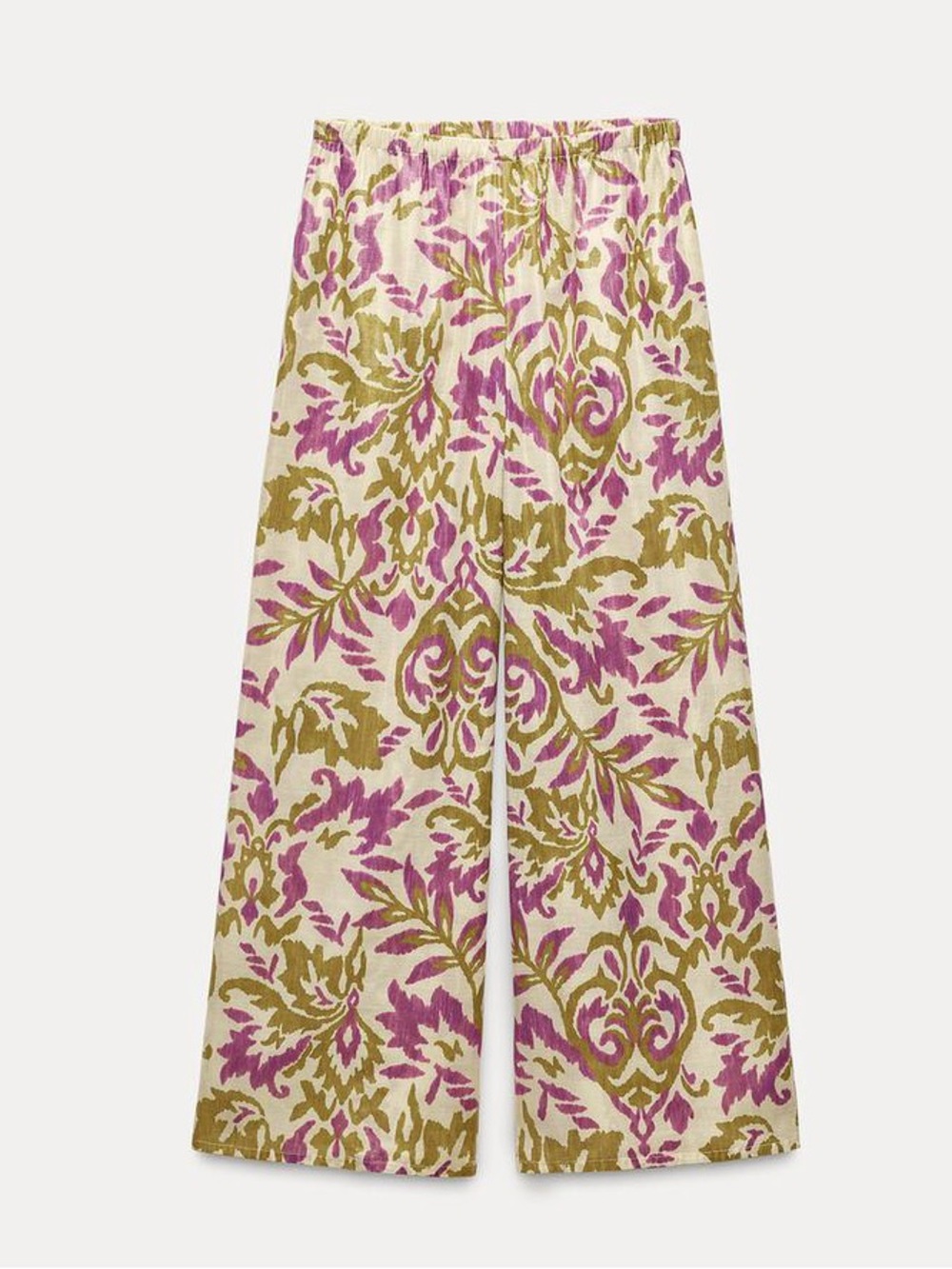Zara floral print lightweight cotton and metallic thread pants trousers sz.S